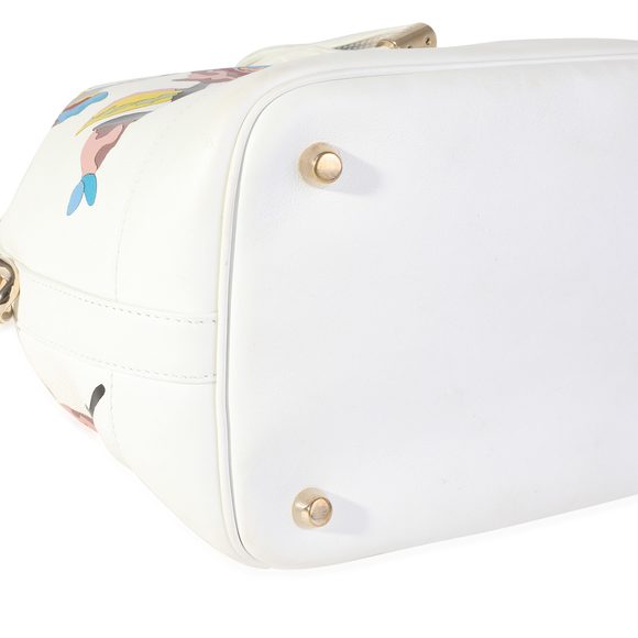 Dior White Calfskin & Multicolor Python Appliqué Paradise Bubble Bucket Bag - Picture 7 of 8